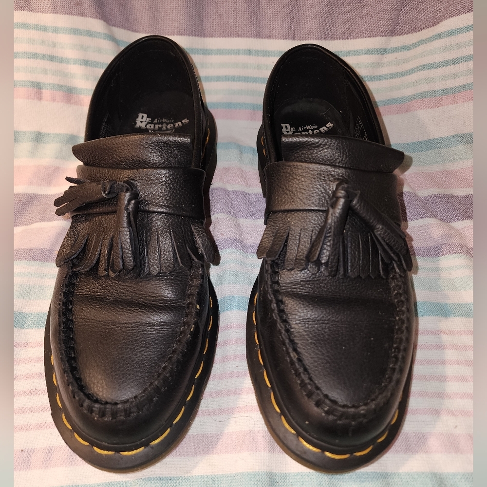 Dr. Martens Adrian Black Leather Tassel Slip-Ons